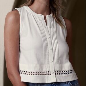 NWT Banana Republic pintuck white blouse with embroidery